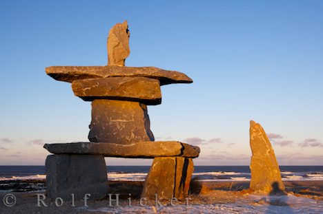 photo of Inukshuk Sunset Hudson Bay Churchill